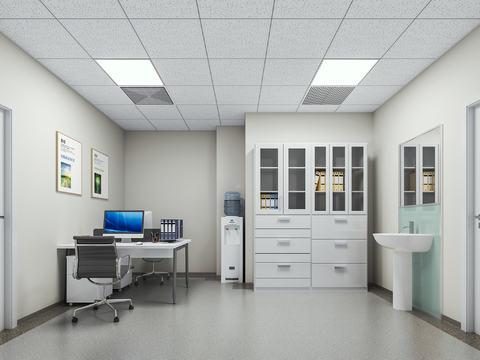  现代医生办公室3d模型 