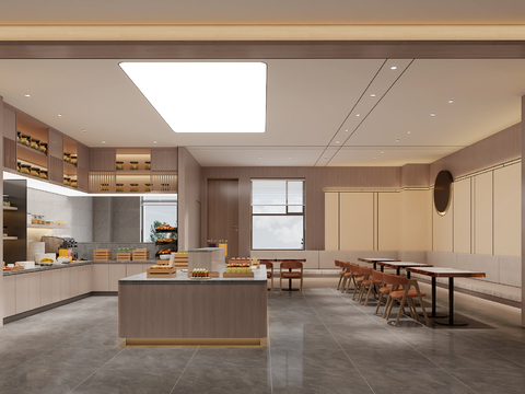  现代酒店餐厅 自助餐厅3d模型 