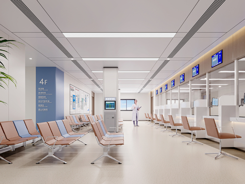  现代医院 抽血大厅3d模型 