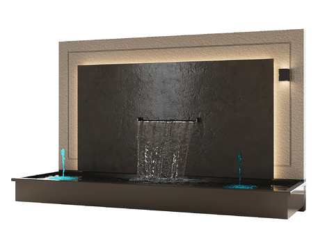  庭院水幕 水景 滨水景墙3d模型 
