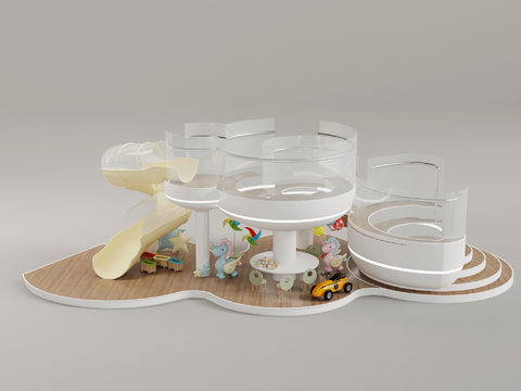  现代儿童滑梯 儿童玩具 滑滑梯3d模型 