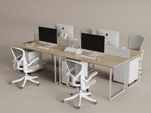  卡位办公桌 职员桌 办公桌椅3d模型 