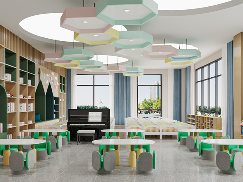  现代幼儿园教室 早教教室3d模型 