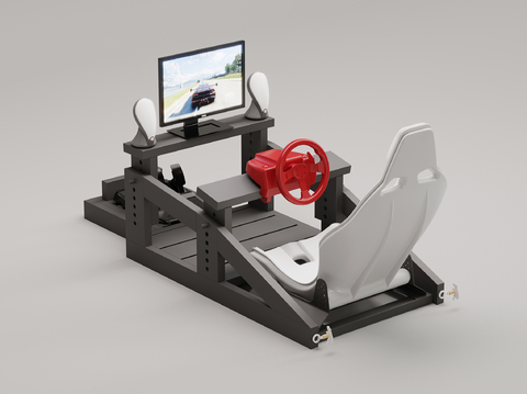  现代游戏机 赛车游戏机3d模型 