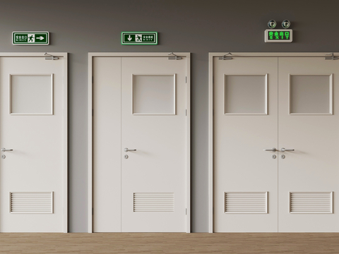  现代消防门 消防设备 安全出口3d模型 