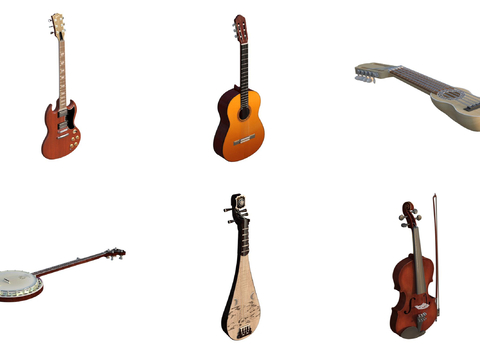  乐器 电吉他 小提琴 琵琶3d模型 