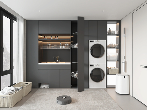  生活阳台 洗衣房3d模型 