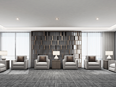  现代接待室 会客室3d模型 