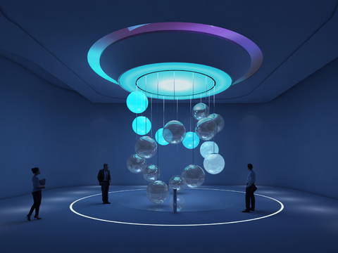  灯光发光装置 发光球玻璃装置3d模型 