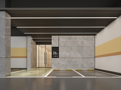  现代地下停车场3d模型 