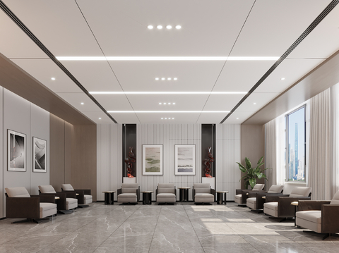  现代接待室 会客室3d模型 