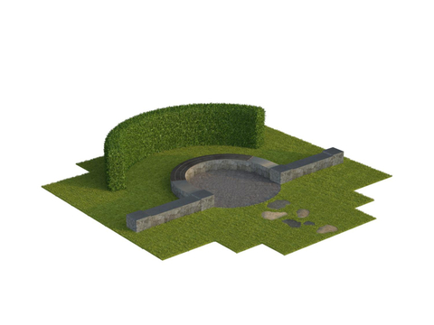  道路模块 草坪 草地公园 围挡座位3d模型 