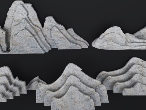  新中式禅意石景 石头3d模型 