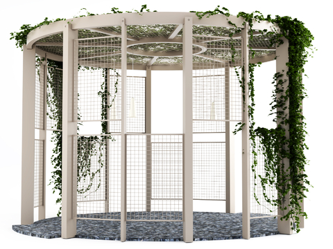  现代廊架 圆形花架 廊亭3d模型 