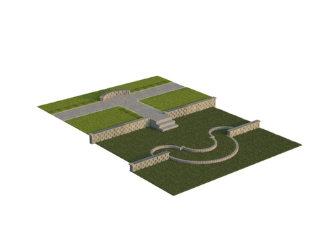  道路模块 草坪 草地台阶 围墙 围挡3d模型 