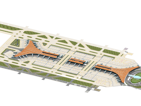  仿真场景 北京首都机场简模场景3d模型 