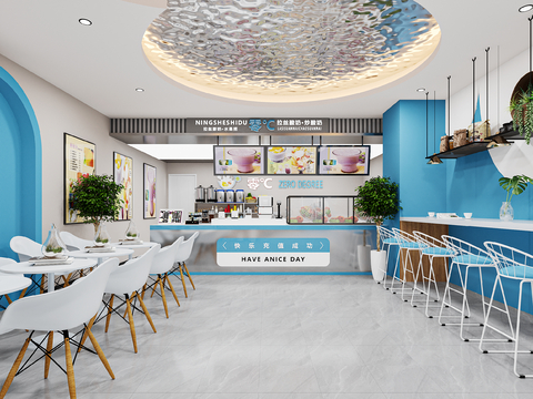  现代奶茶店 甜品店 饮品店3d模型 