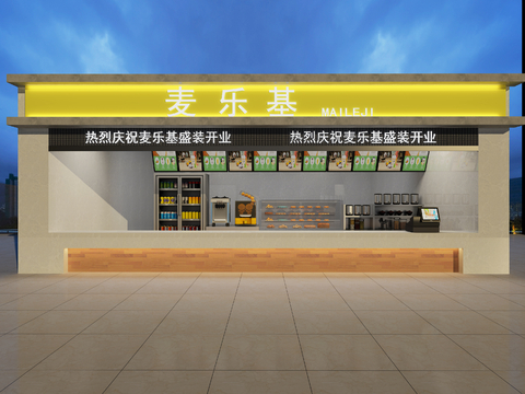  奶茶店门头 小吃店门头3d模型 