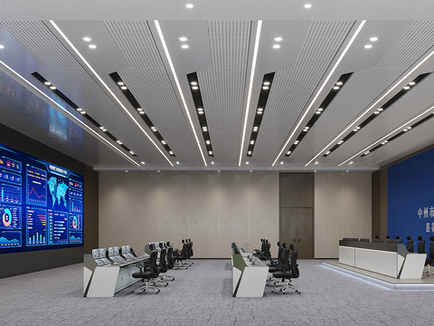  现代指挥中心 监控中心3d模型 