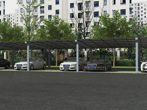  停车棚 户外停车场3d模型 