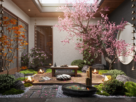  新中式禅意天井 庭院景观3d模型 