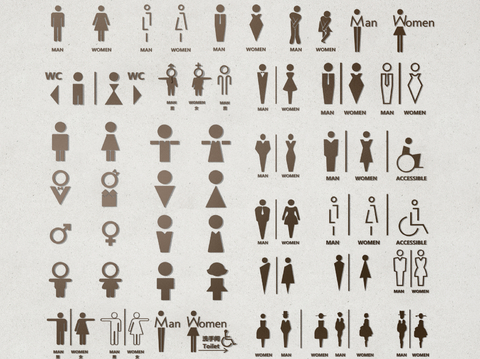  现代卫生间指示牌 导视牌3d模型 