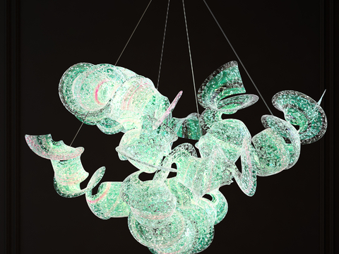  现代螺旋水晶吊灯3d模型下载 艺术玻璃装饰灯具 优雅神秘氛围室内照明 