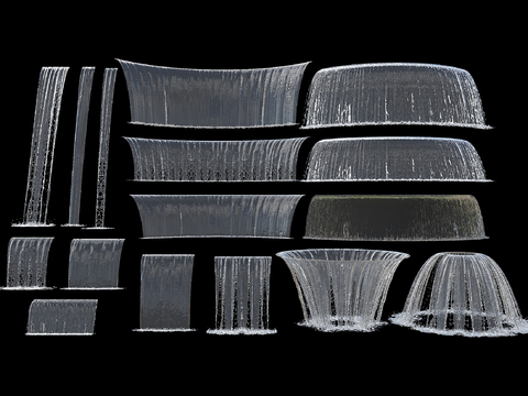  现代涌泉喷泉 跳泉水景 广场旱喷3d模型 