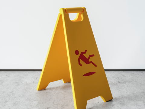  安全提醒 警示牌 小心滑倒牌子3d模型 