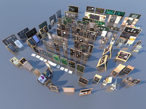  广告牌 招牌 黑板 涂鸦墙 粉笔画 小黑板3d模型 