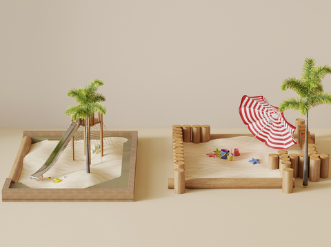  现代儿童沙池 游乐设施 儿童玩具3d模型 