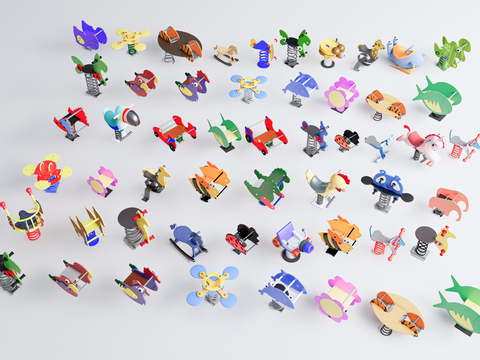  现代游乐设备  木马 摇摇椅 弹簧椅3d模型 