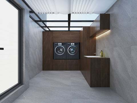  新中式洗衣房 阳台3d模型 