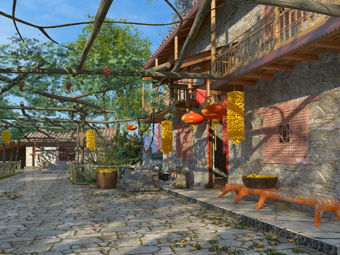  农家小院 乡村景观3d模型 