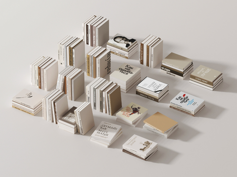  现代书籍 书本 书堆3d模型 