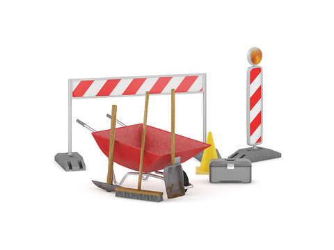  施工设施 手推车 扫把 警示桩3d模型 