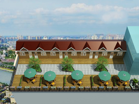  露台 屋顶花园3d模型 