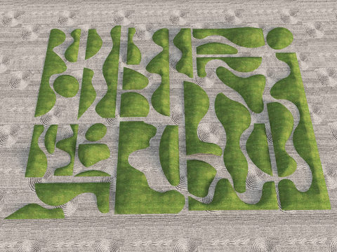  现代微地形 庭院地形 草坡 小山包3d模型 