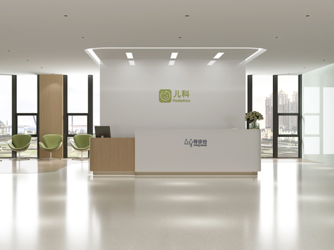  现代医院导诊 等候区 导诊台3d模型 