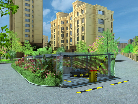  地下停车场入口3d模型 