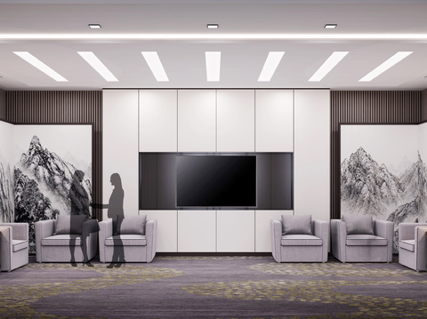  现代接待室 洽谈室3d模型 