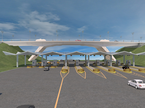  高速收费站 高速公路 高速入口3d模型 