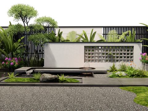  现代水景墙 喷泉 水景3d模型 