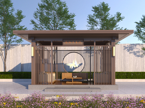  新中式别墅庭院 花园凉亭 景观凉亭3d模型 