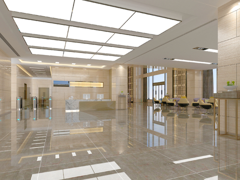  公司大堂 商务大堂3d模型 