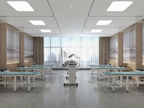  新中式针灸室 推拿实训室3d模型 