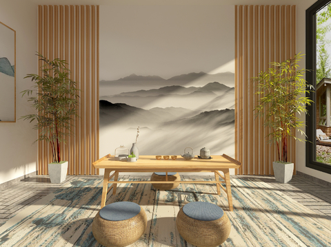  新中式茶室 茶楼3d模型 