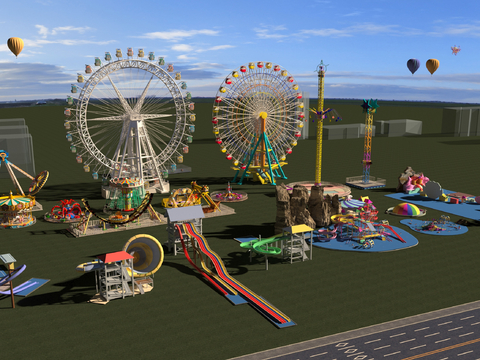  游乐设备 摩天轮 海盗船3d模型 