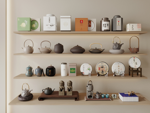  新中式茶具 茶壶 茶叶罐3d模型 