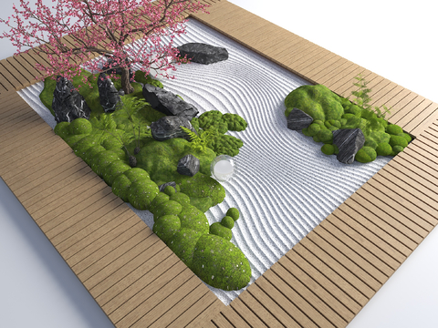  庭院景观 苔藓造景 微地形3d模型 